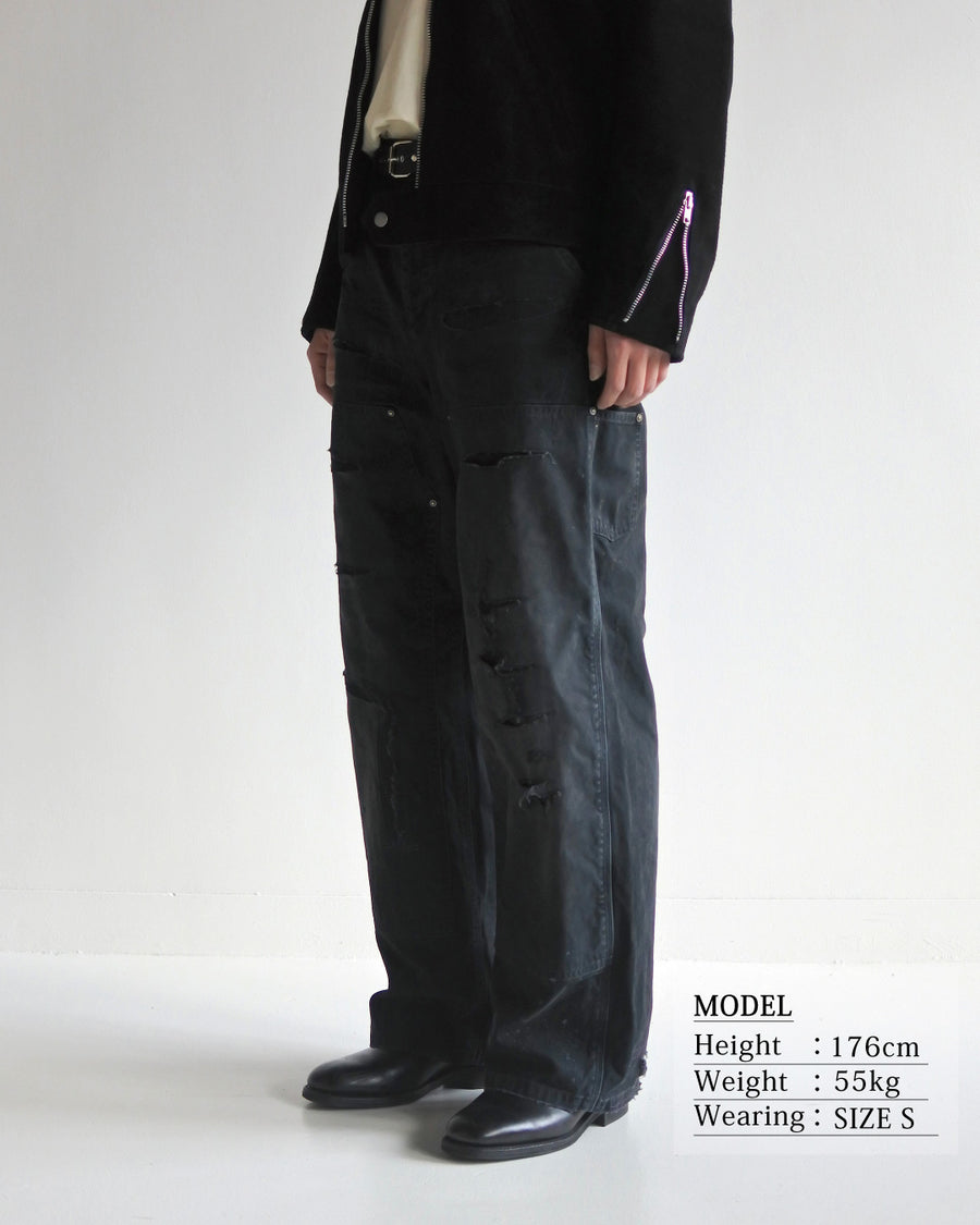 FIFTH ＋ ANACHRONORM  Ripped Double Knee Pants BLACK