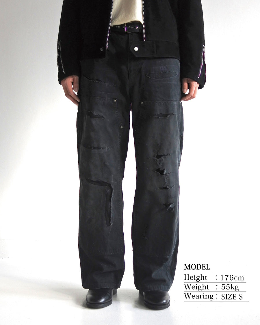 FIFTH ＋ ANACHRONORM  Ripped Double Knee Pants BLACK
