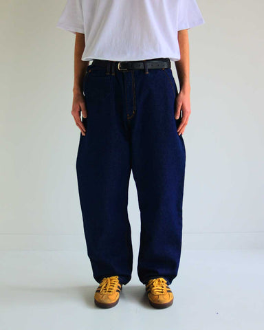 AN221 80's WIDE TAPERED JEANS INDIGO（ONE WASH）