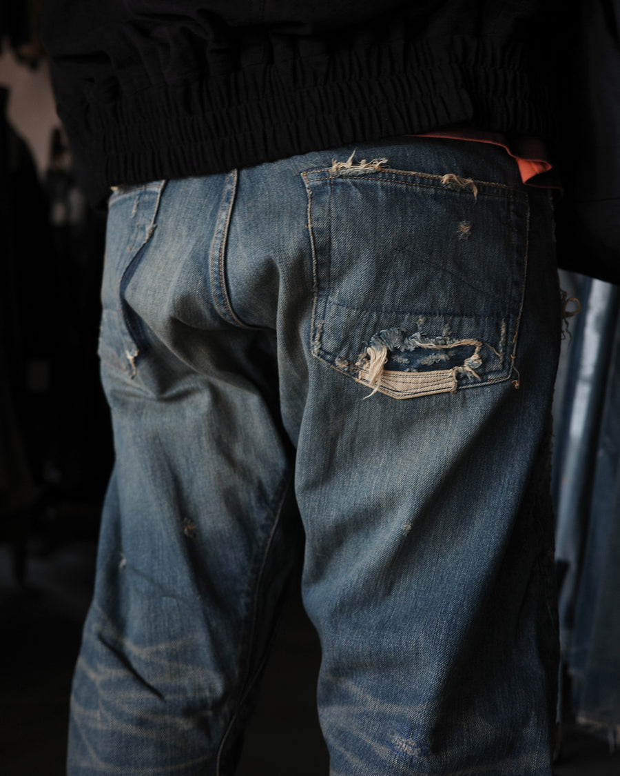 CONTEXT-002-RE DRAPED STRAIGHT 5P DENIM PANTS – TIME RECONSTRUCTED INDIGO(REMAKE) Back UP