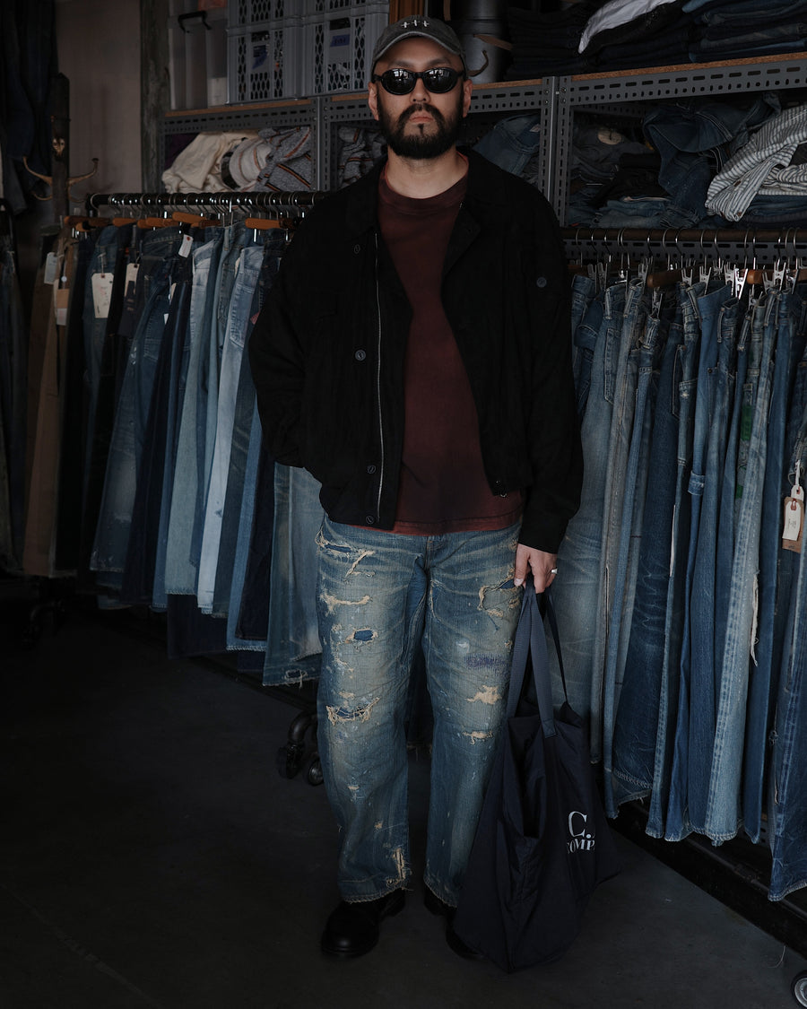 CONTEXT-002-RE DRAPED STRAIGHT 5P DENIM PANTS – TIME RECONSTRUCTED INDIGO(REMAKE) Styling