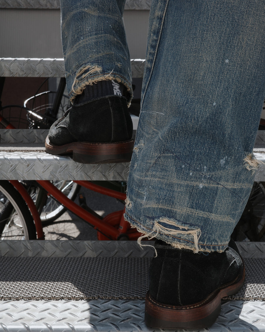 CONTEXT-002-RE DRAPED STRAIGHT 5P DENIM PANTS – TIME RECONSTRUCTED INDIGO(REMAKE) Under UP