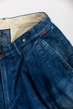 画像をギャラリービューアに読み込む, AN225-R AGING DENIM TUCK SHORTS DK.INDIGO
