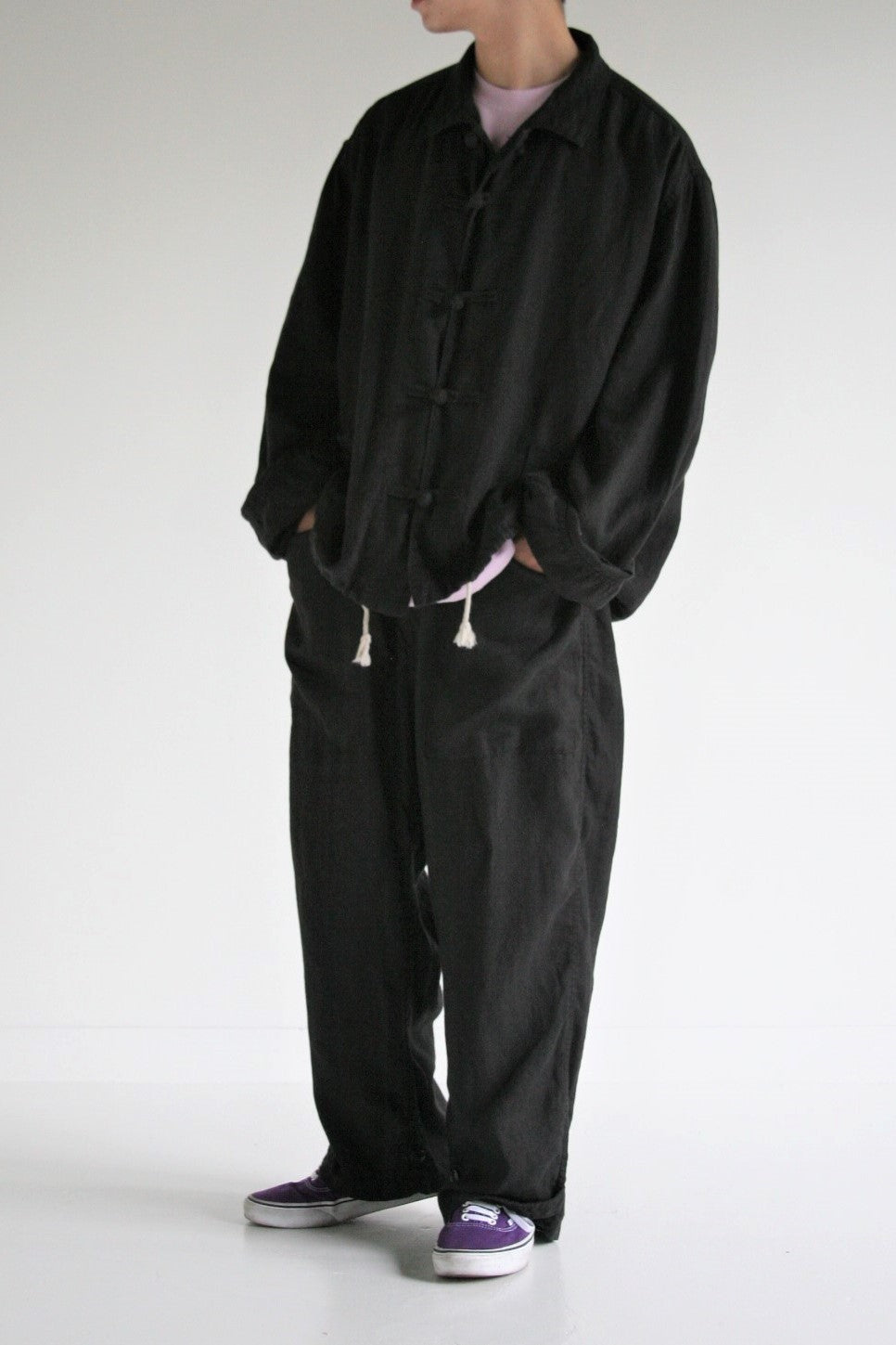 AN219 ROLL UP SLEEVES CHINA COVERALL SHIRTS BLACK – ANACHRONORM