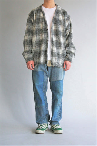 AN200 MOHAIR LIKE CARDIGAN BLACK CHECK